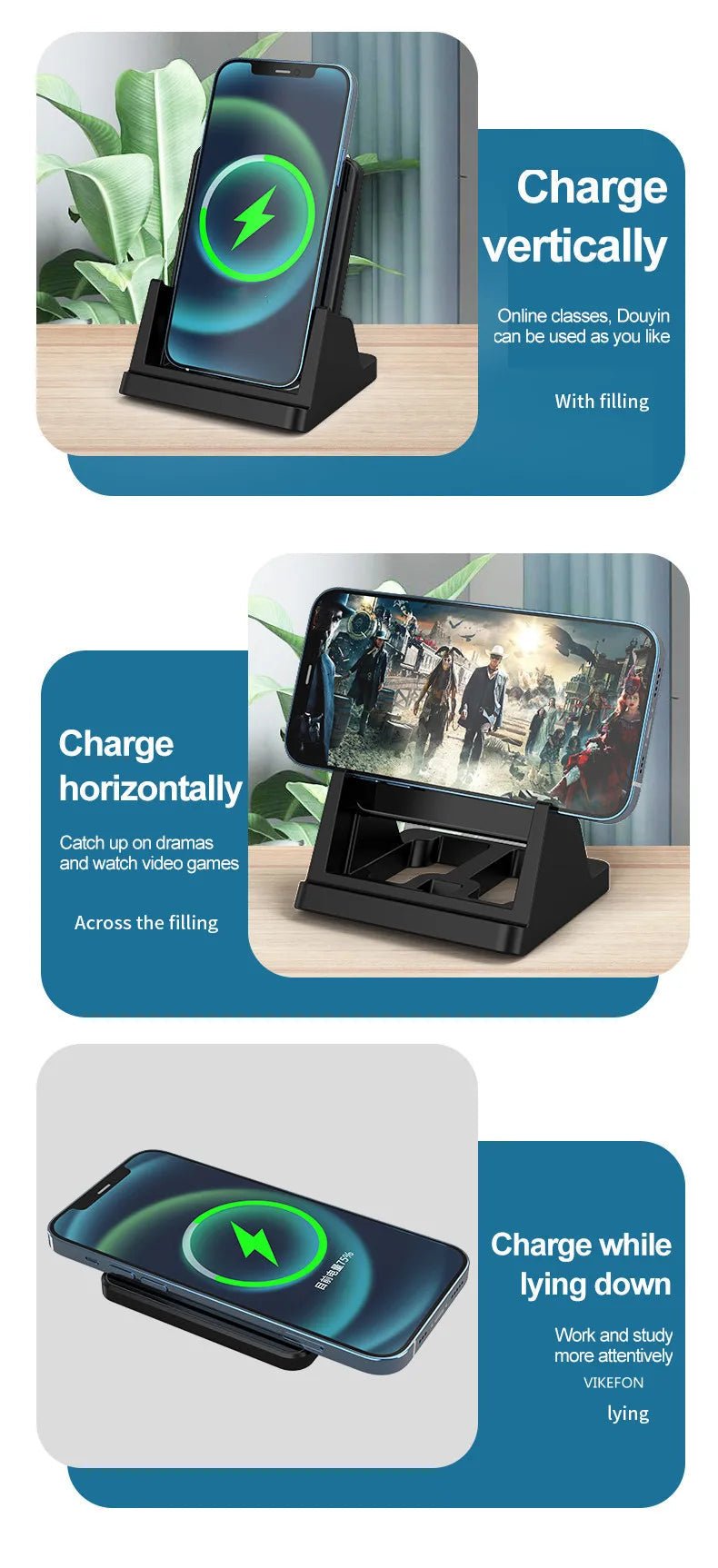 30W Ultra - Thin Wireless Charger Pad & Stand – Fast Charging Dock Station for iPhone 15/14/13/12, Samsung, Xiaomi, Huawei - RELUX.STORE