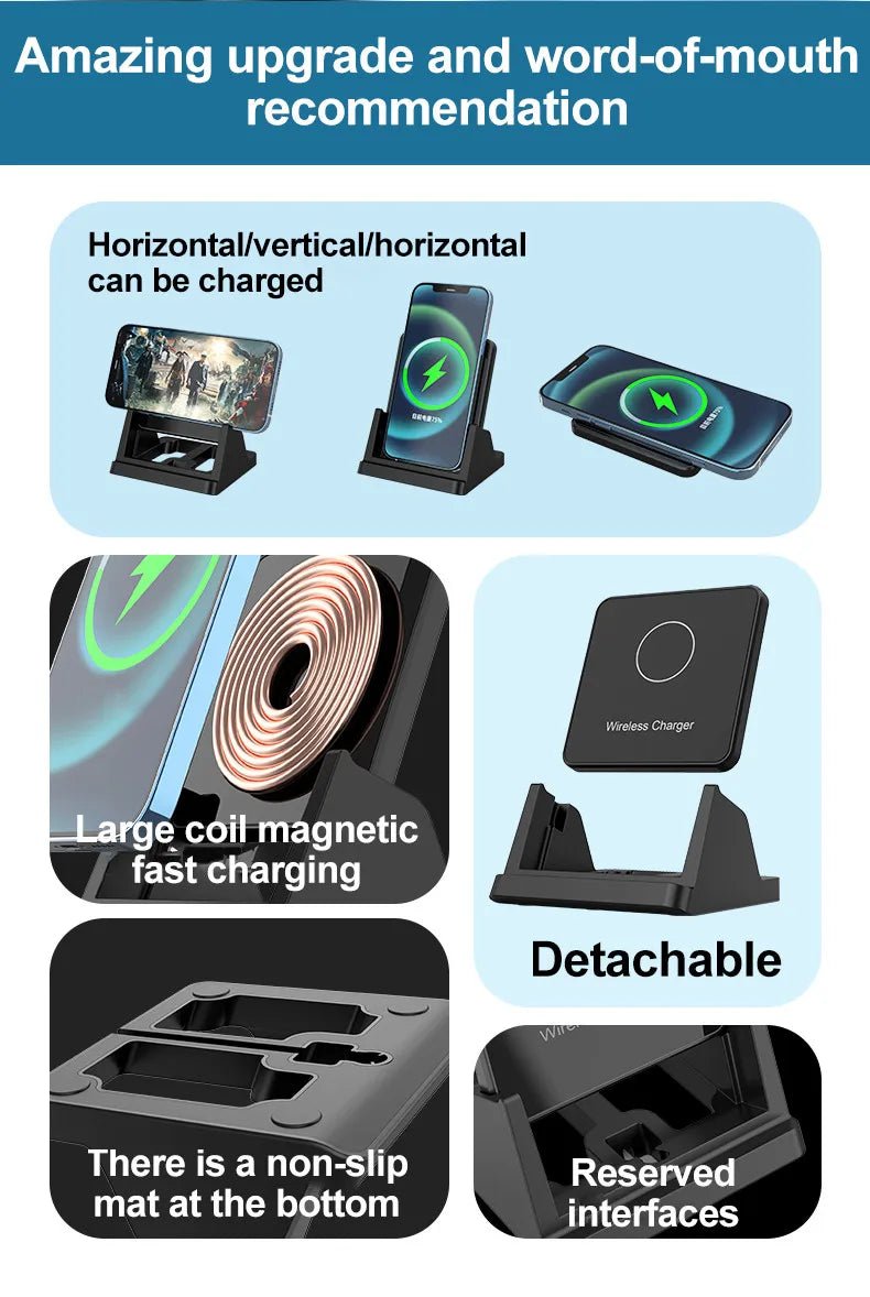 30W Ultra - Thin Wireless Charger Pad & Stand – Fast Charging Dock Station for iPhone 15/14/13/12, Samsung, Xiaomi, Huawei - RELUX.STORE