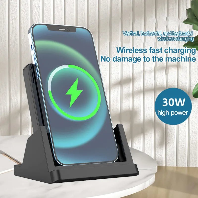 30W Ultra - Thin Wireless Charger Pad & Stand – Fast Charging Dock Station for iPhone 15/14/13/12, Samsung, Xiaomi, Huawei - RELUX.STORE