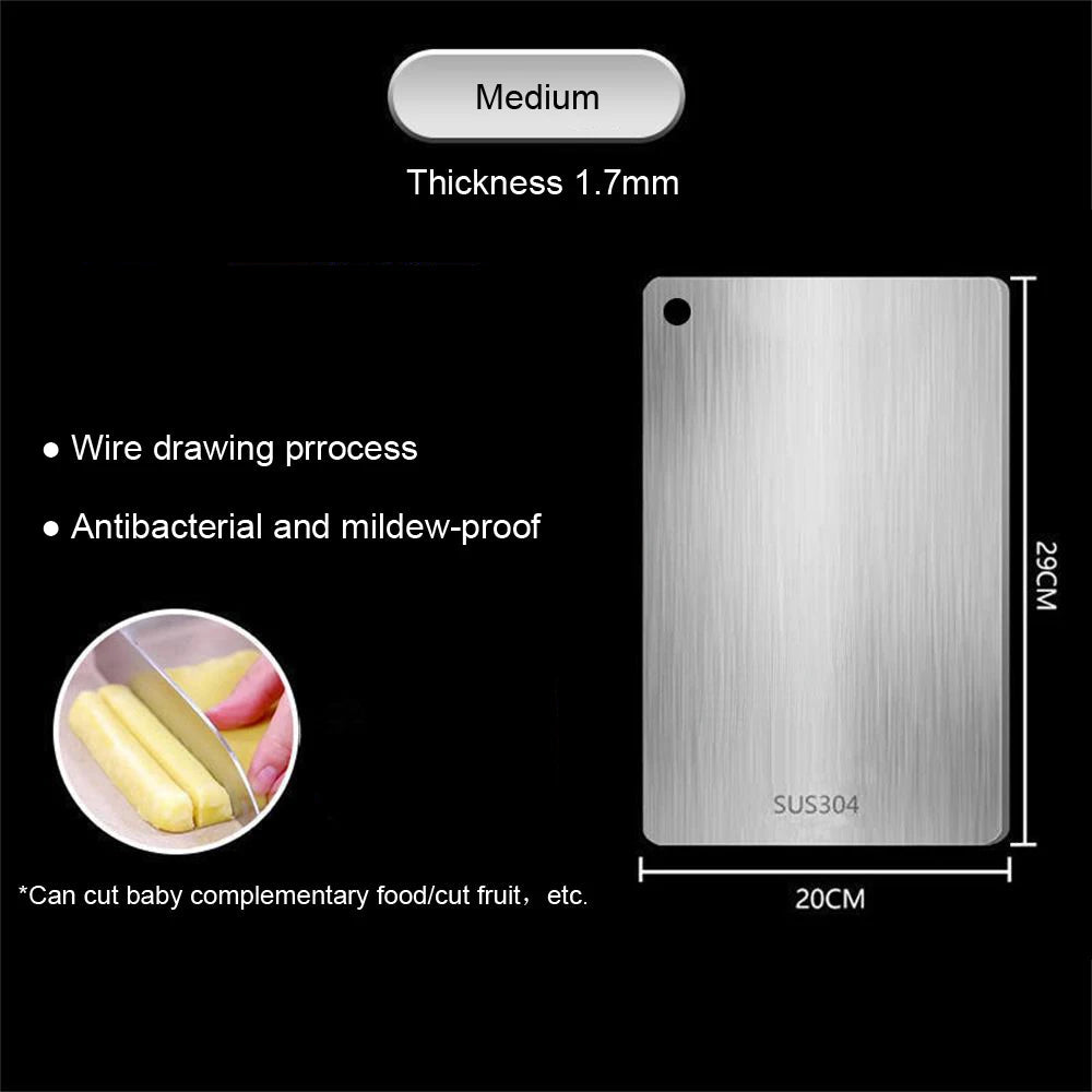 316 Stainless Steel Panel and Chopping Board Kitchen Household Thickened Double Sided Cutting Board Block Kneading Dough Board - RELUX.STORE