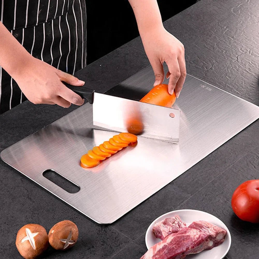 316 Stainless Steel Panel and Chopping Board Kitchen Household Thickened Double Sided Cutting Board Block Kneading Dough Board - RELUX.STORE