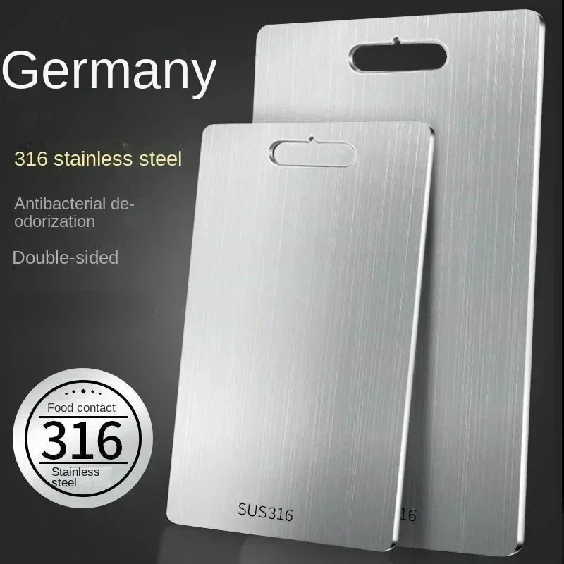 316 Stainless Steel Panel and Chopping Board Kitchen Household Thickened Double Sided Cutting Board Block Kneading Dough Board - RELUX.STORE