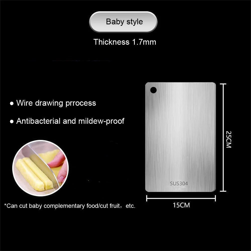 316 Stainless Steel Panel and Chopping Board Kitchen Household Thickened Double Sided Cutting Board Block Kneading Dough Board - RELUX.STORE