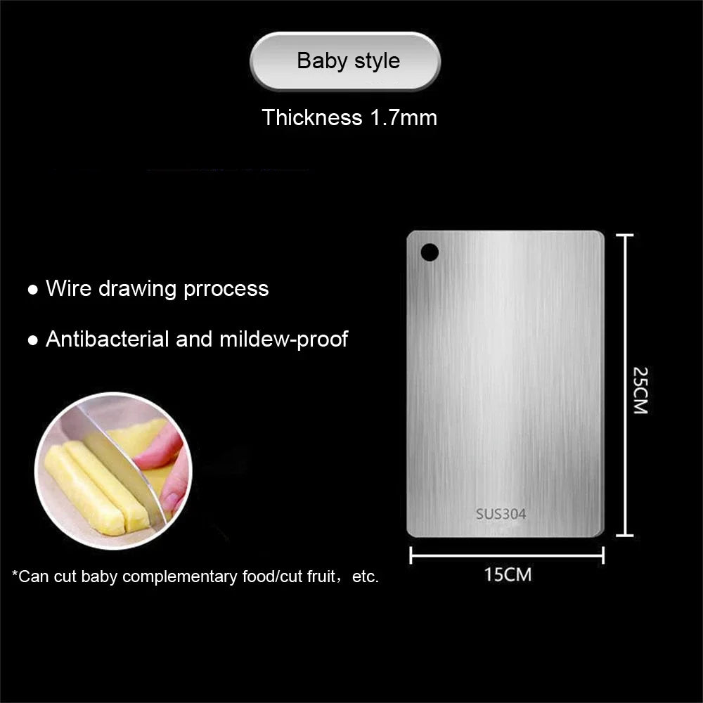 316 Stainless Steel Panel and Chopping Board Kitchen Household Thickened Double Sided Cutting Board Block Kneading Dough Board - RELUX.STORE