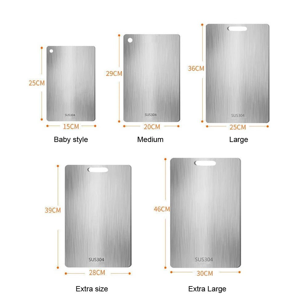 316 Stainless Steel Panel and Chopping Board Kitchen Household Thickened Double Sided Cutting Board Block Kneading Dough Board - RELUX.STORE