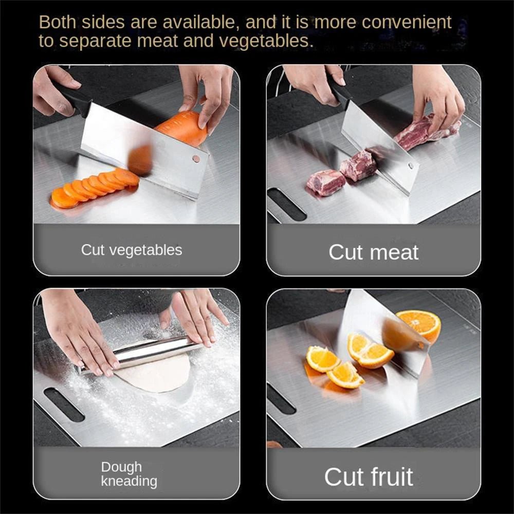 316 Stainless Steel Panel and Chopping Board Kitchen Household Thickened Double Sided Cutting Board Block Kneading Dough Board - RELUX.STORE