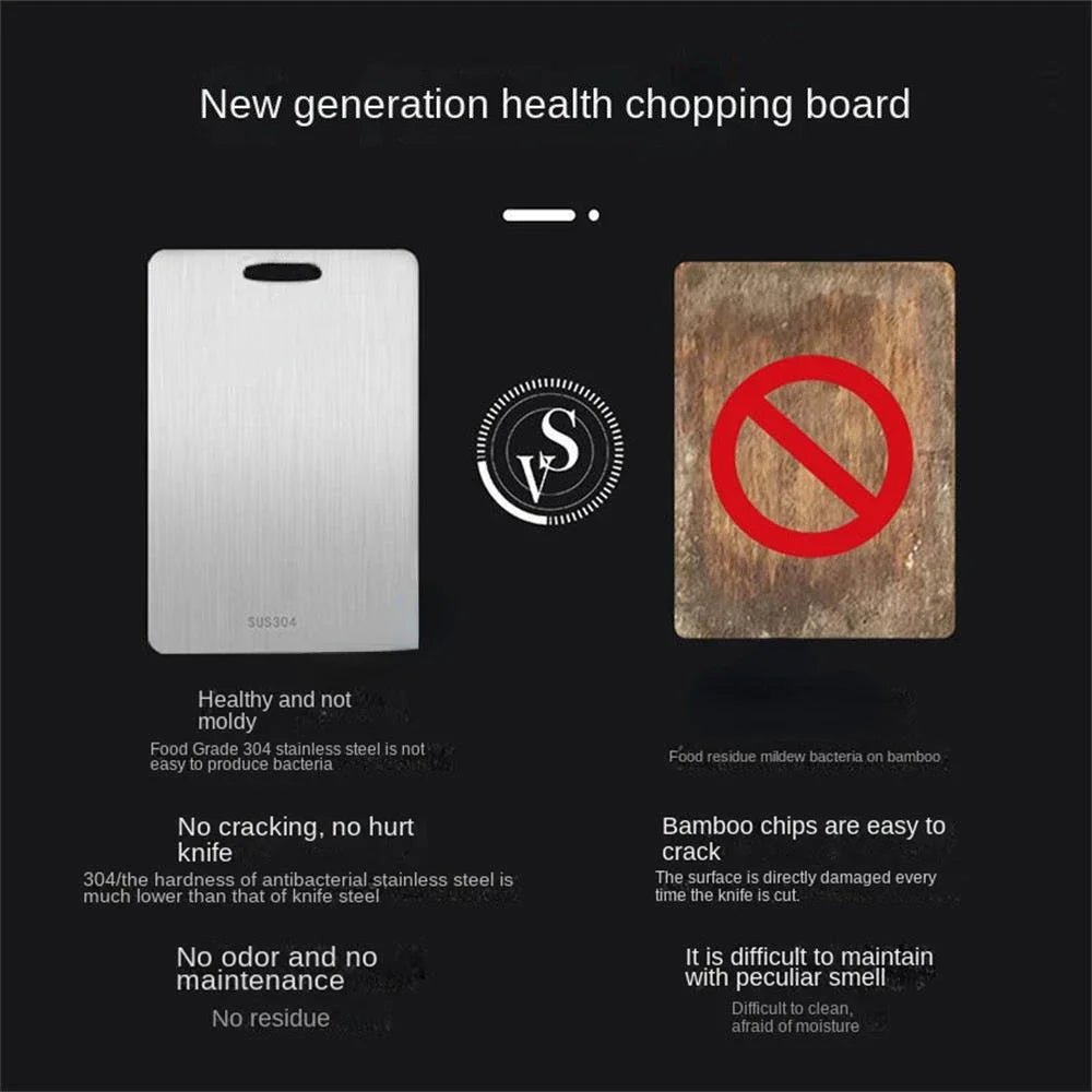 316 Stainless Steel Panel and Chopping Board Kitchen Household Thickened Double Sided Cutting Board Block Kneading Dough Board - RELUX.STORE