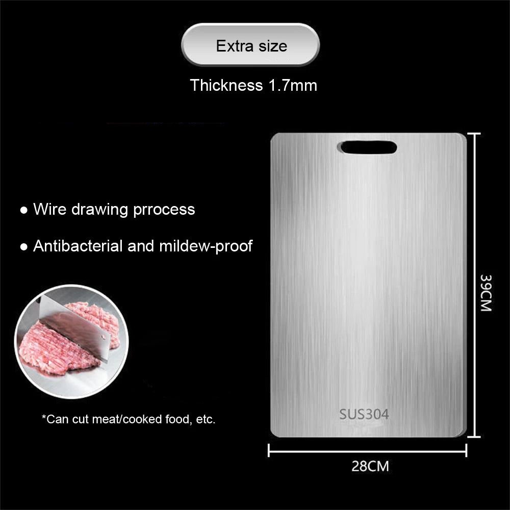 316 Stainless Steel Panel and Chopping Board Kitchen Household Thickened Double Sided Cutting Board Block Kneading Dough Board - RELUX.STORE