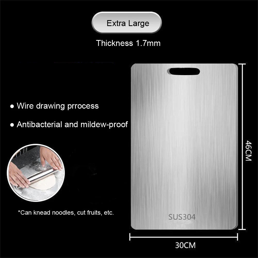 316 Stainless Steel Panel and Chopping Board Kitchen Household Thickened Double Sided Cutting Board Block Kneading Dough Board - RELUX.STORE