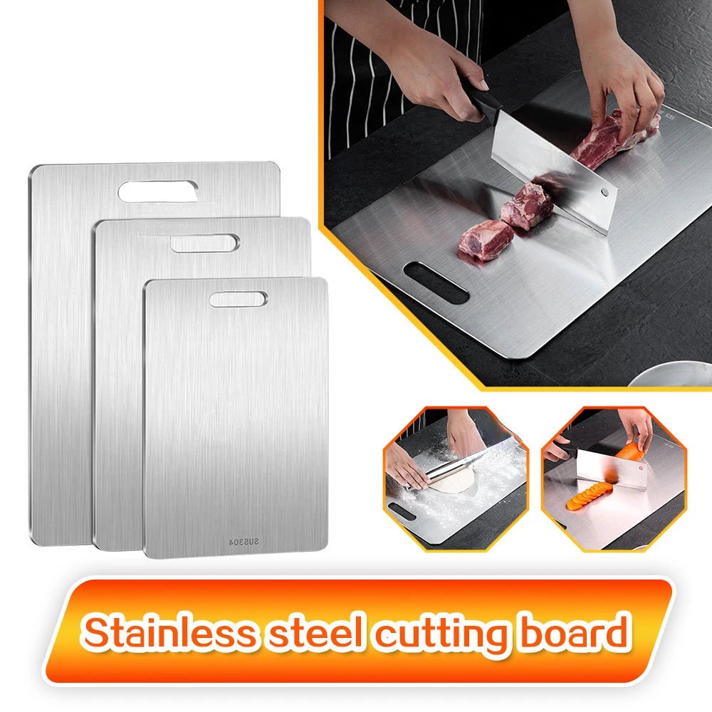 316 Stainless Steel Panel and Chopping Board Kitchen Household Thickened Double Sided Cutting Board Block Kneading Dough Board - RELUX.STORE