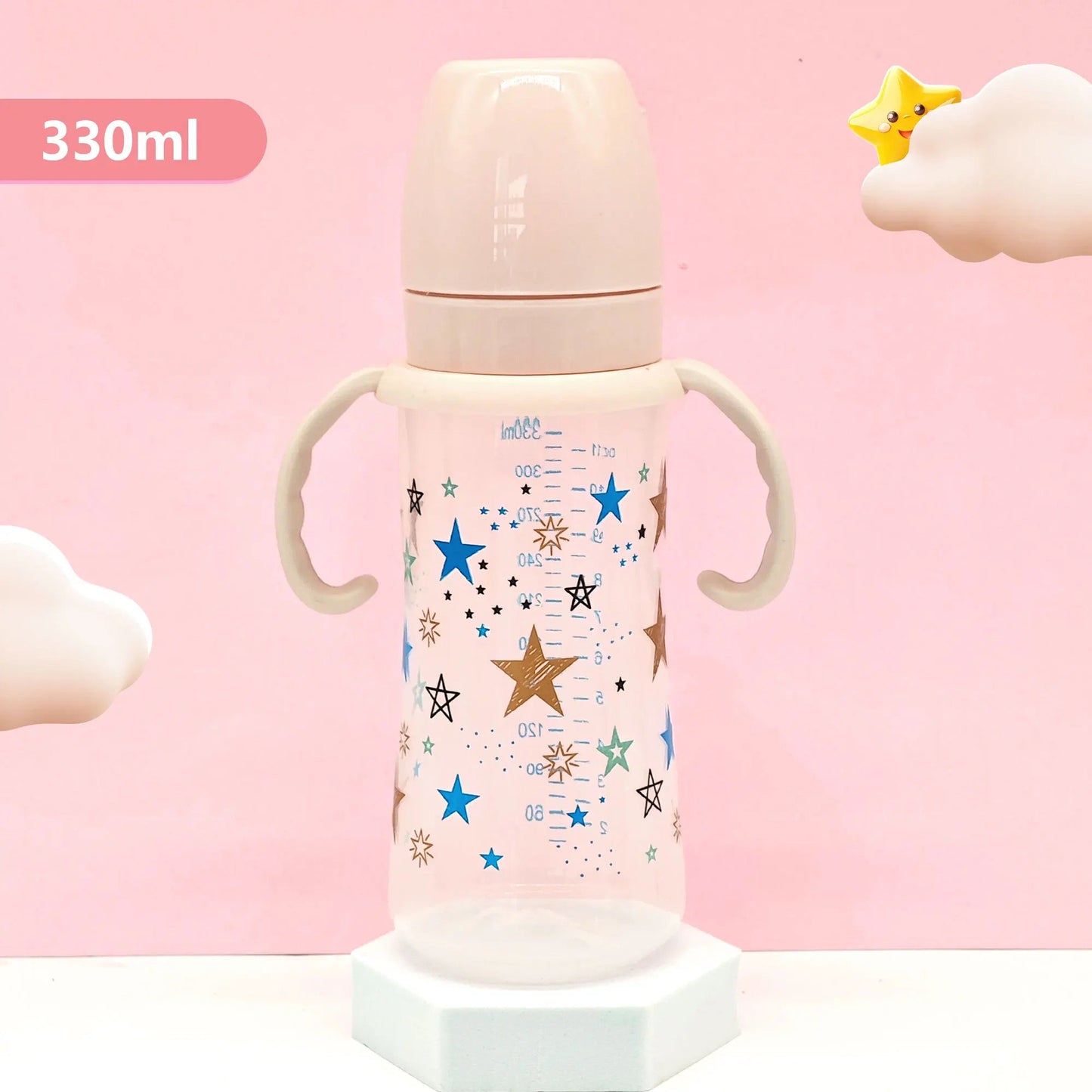 330ml star pattern baby bottle, bite - resistant, anti - flatulence PP bottle, large - capacity bottle for babies over 6 months old - RELUX.STORE330ml star pattern baby bottle, bite - resistant, anti - flatulence PP bottle, large - capacity bottle for babies over 6 months old