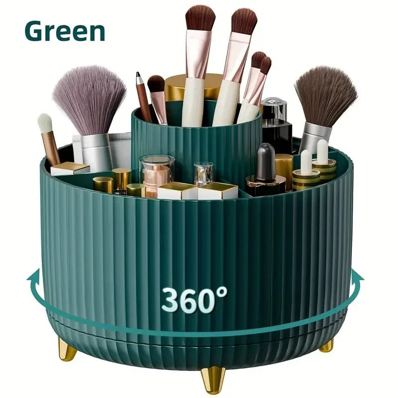 360° Rotating 5 Slot Makeup Brushes Holder Organizer Multi - Functional Desk Storage Cosmetics Storage for Vanity Desktop Bathroom - RELUX.STORE