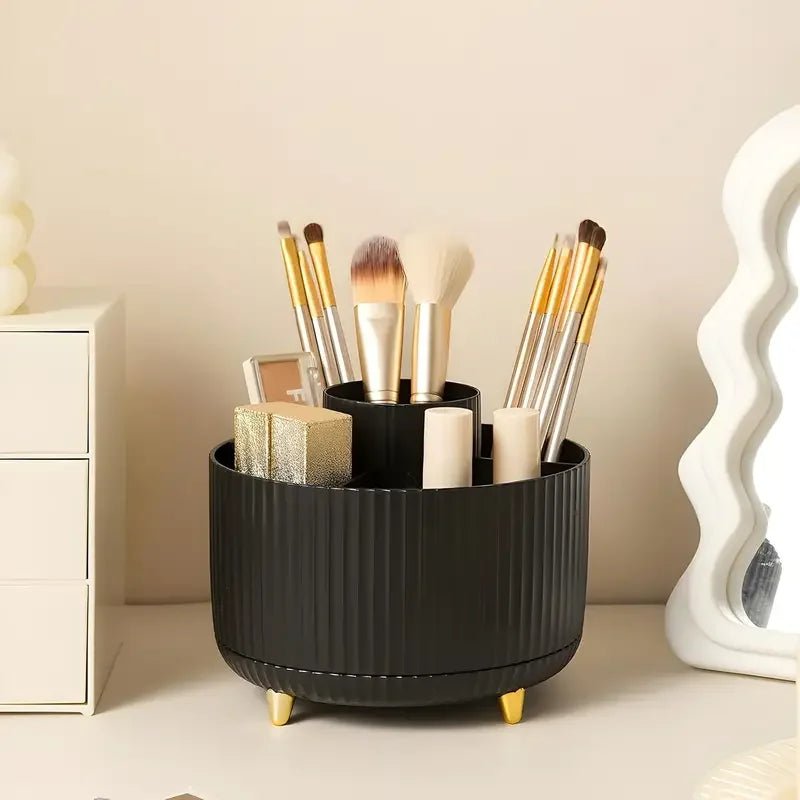 360° Rotating 5 Slot Makeup Brushes Holder Organizer Multi - Functional Desk Storage Cosmetics Storage for Vanity Desktop Bathroom - RELUX.STORE