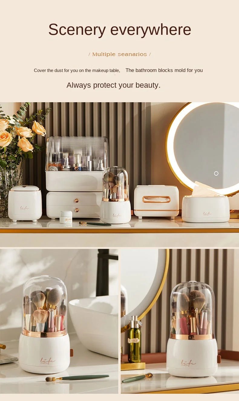 360° Rotating Makeup Organizer Brush Holder Cosmetic Storage Box Pen Case Lipstick Organizer - Clear Plastic Makeup Storage - RELUX.STORE