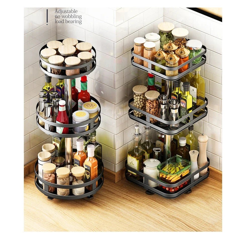360°Rotation Spice Rack Organizer Jar Cans Non - Skid Storage Tray for Seasonings Kitchen storage rack Kitchen Accessories - RELUX.STORE