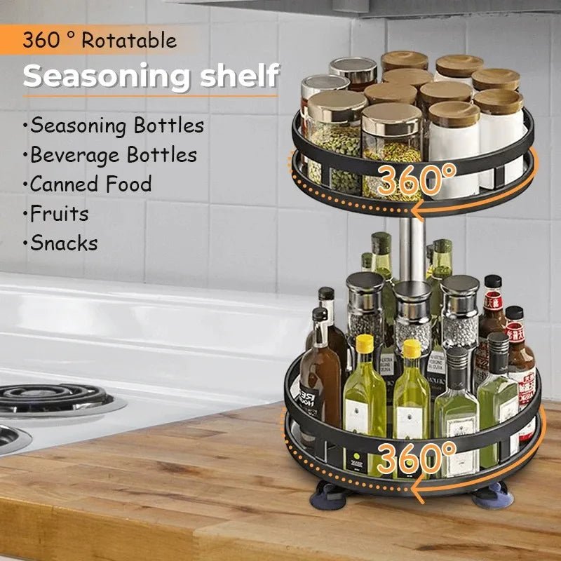 360°Rotation Spice Rack Organizer Jar Cans Non - Skid Storage Tray for Seasonings Kitchen storage rack Kitchen Accessories - RELUX.STORE