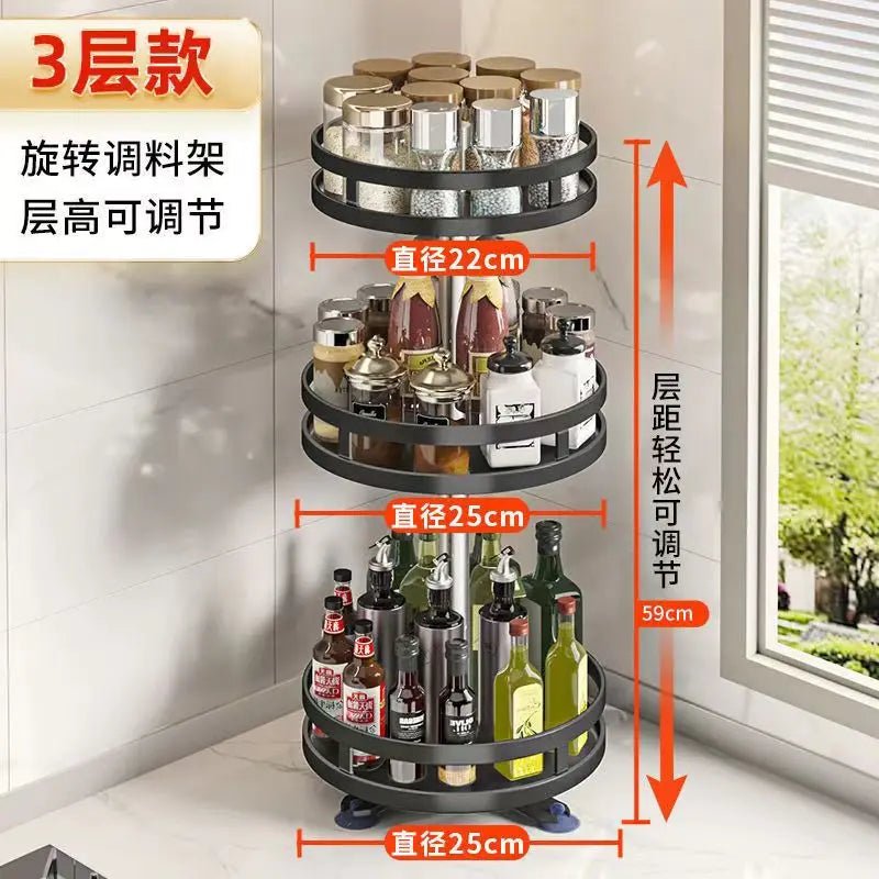 360°Rotation Spice Rack Organizer Jar Cans Non - Skid Storage Tray for Seasonings Kitchen storage rack Kitchen Accessories - RELUX.STORE