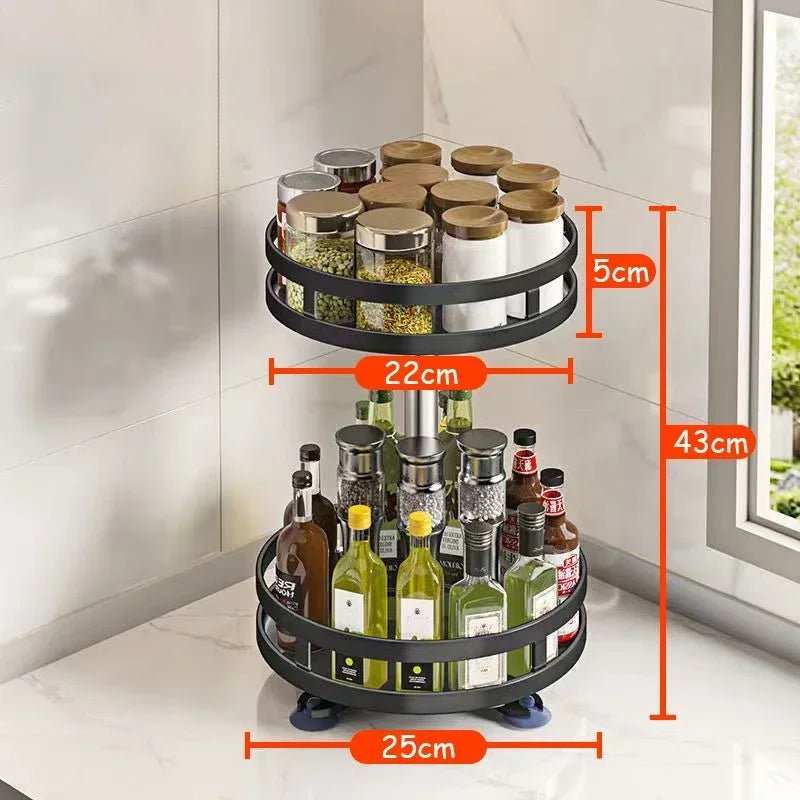 360°Rotation Spice Rack Organizer Jar Cans Non - Skid Storage Tray for Seasonings Kitchen storage rack Kitchen Accessories - RELUX.STORE
