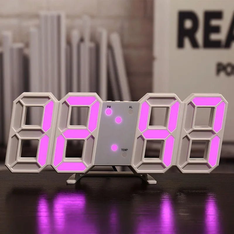 3D Digital Alarm Clock Wall LED Clock Desk Alarm Clock with Temperature for Home Kitchen Office - RELUX.STORE