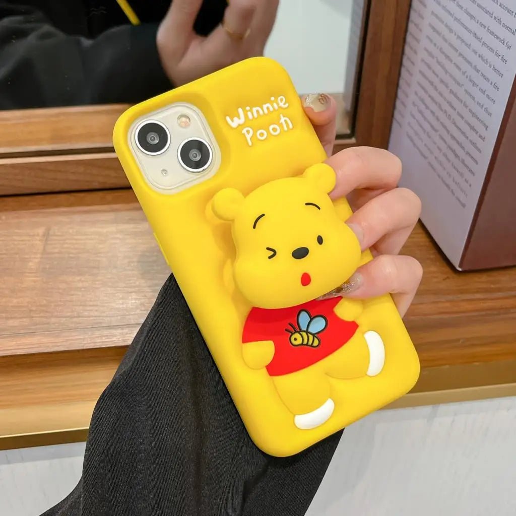 3D Stitch Kitty Face Grip Tok Holder Cartoon Silicone Soft Case for iPhone 15/16/14/13/12/11 Pro Max & 13 Pro – Cute Fun Phone Cover - RELUX.STORE