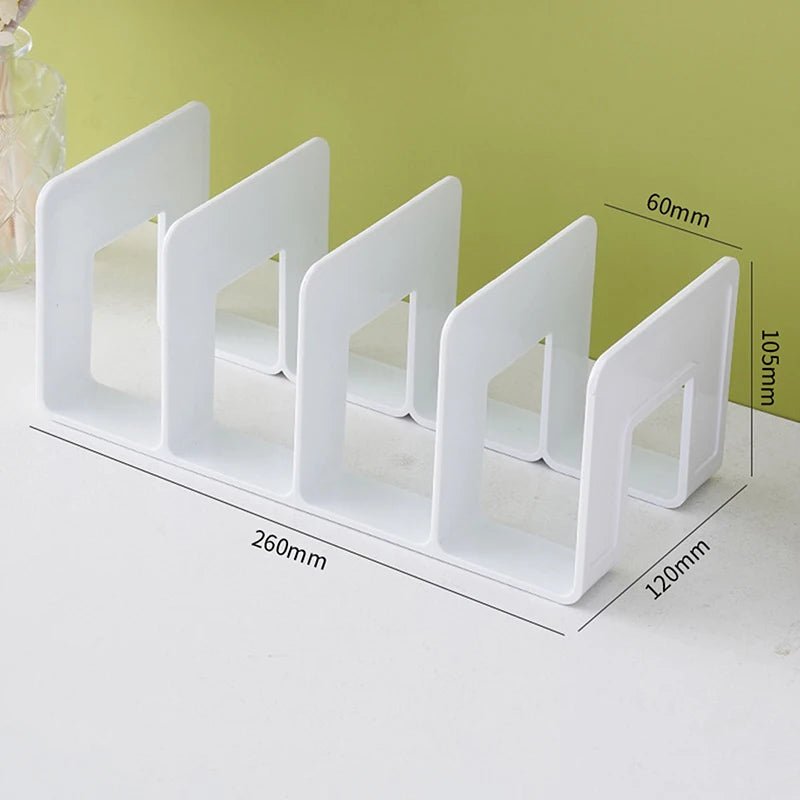 4 Grid Bookends Stand Bookshelf Desktop Decor Storage Rack Bookend Book Holder School Stationery Office Desktop File Organizer - RELUX.STORE