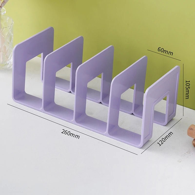 4 Grid Bookends Stand Bookshelf Desktop Decor Storage Rack Bookend Book Holder School Stationery Office Desktop File Organizer - RELUX.STORE