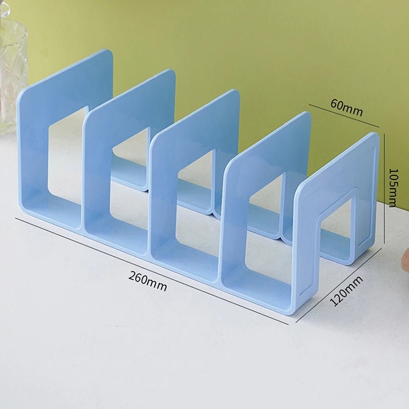4 Grid Bookends Stand Bookshelf Desktop Decor Storage Rack Bookend Book Holder School Stationery Office Desktop File Organizer - RELUX.STORE