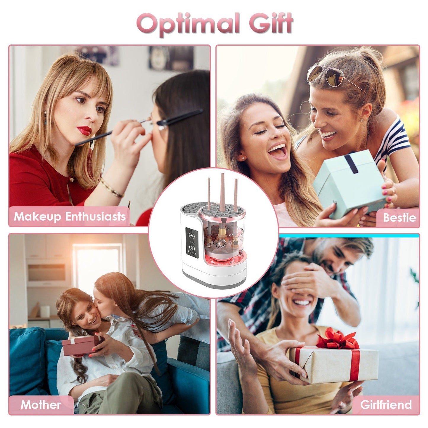 4 - in - 1 Electric Makeup Brush Cleaner & Dryer – USB Automatic Brush Blender with Timer, Digital Display, UV Disinfection & Storage | Suitable for All Makeup Brushes - RELUX.STORE