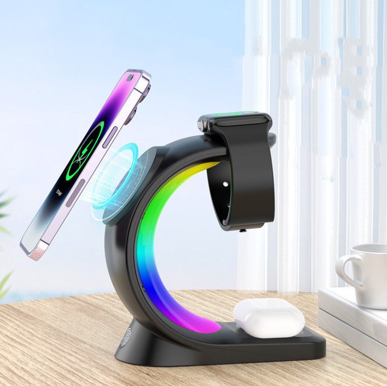 4 In 1 Magnetic Wireless Charger Fast Charging For Smart Phone Atmosphere Light Charging Station For Airpods Pro I - phone Watch - RELUX.STORE
