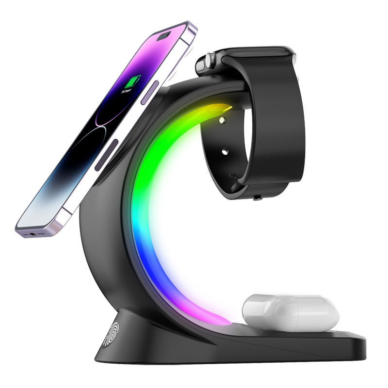 4 In 1 Magnetic Wireless Charger Fast Charging For Smart Phone Atmosphere Light Charging Station For Airpods Pro I - phone Watch - RELUX.STORE