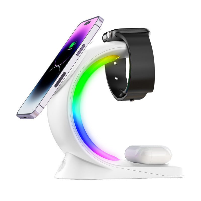 4 In 1 Magnetic Wireless Charger Fast Charging For Smart Phone Atmosphere Light Charging Station For Airpods Pro I - phone Watch - RELUX.STORE