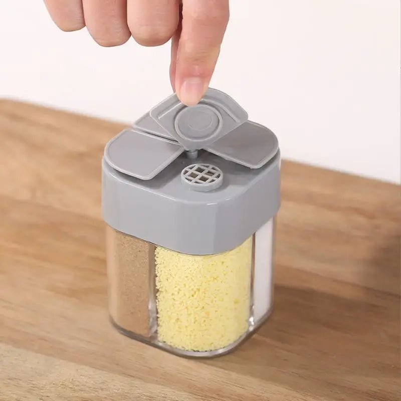 4 - In - 1 Transparent Spice Dispenser Jar with Lids 4 Compartment Seasoning Container Outdoor Cooking Restaurant Kitchen Containers - RELUX.STORE