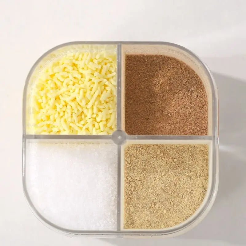 4 - In - 1 Transparent Spice Dispenser Jar with Lids 4 Compartment Seasoning Container Outdoor Cooking Restaurant Kitchen Containers - RELUX.STORE