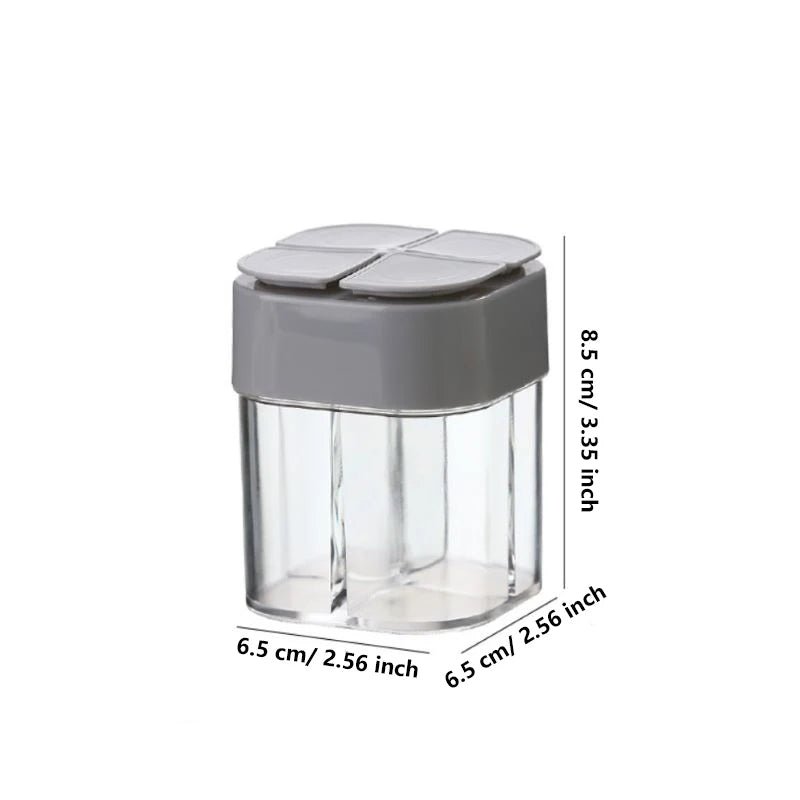 4 - In - 1 Transparent Spice Dispenser Jar with Lids 4 Compartment Seasoning Container Outdoor Cooking Restaurant Kitchen Containers - RELUX.STORE
