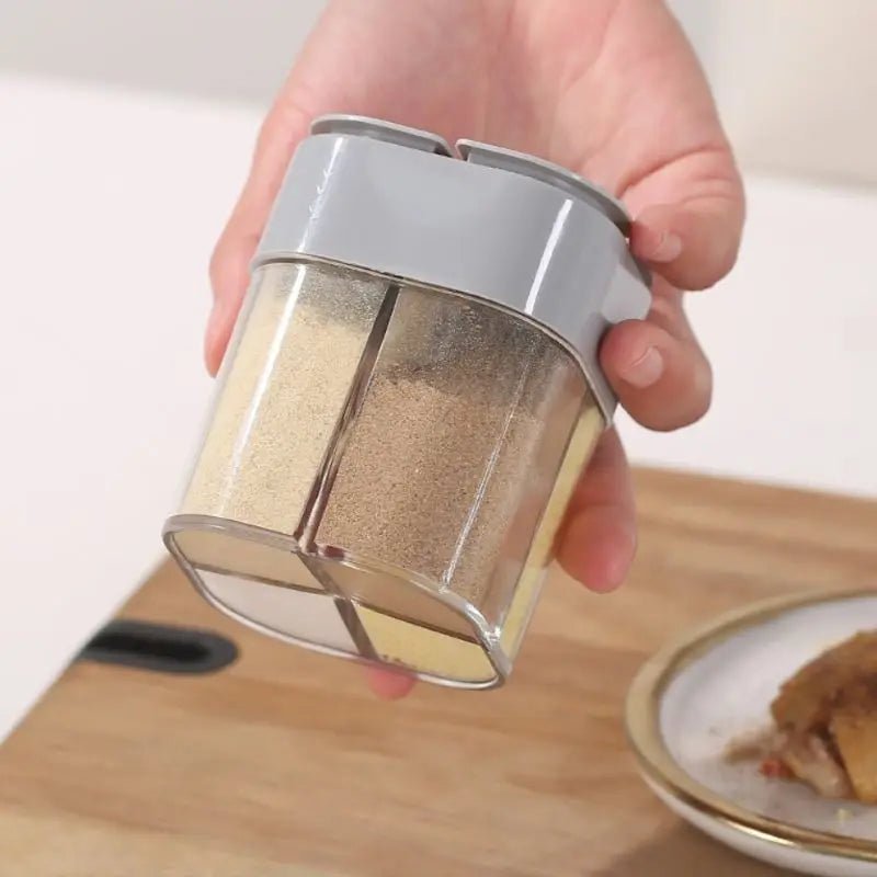 4 - In - 1 Transparent Spice Dispenser Jar with Lids 4 Compartment Seasoning Container Outdoor Cooking Restaurant Kitchen Containers - RELUX.STORE