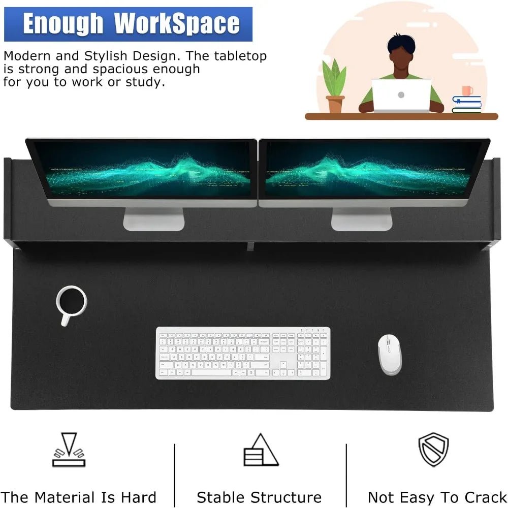"43 - Inch Office Desk – Computer Desk with Drawers, Keyboard Tray & Storage Shelves, Study and Writing Desk for Home" - RELUX.STORE