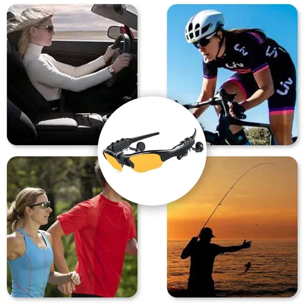 5.0 Stereo Earphones Wireless Headset with Mic Smart Glasses Sunglasses for Driving Cycling Sports Noise Reduction Headphones - RELUX.STORE