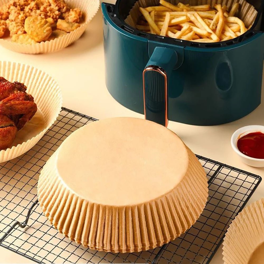 50/100Pcs Air Fryer Disposable Paper Non - Stick Airfryer Baking Papers Round Air - Fryer Paper Liners Paper Kitchen Accessories - RELUX.STORE
