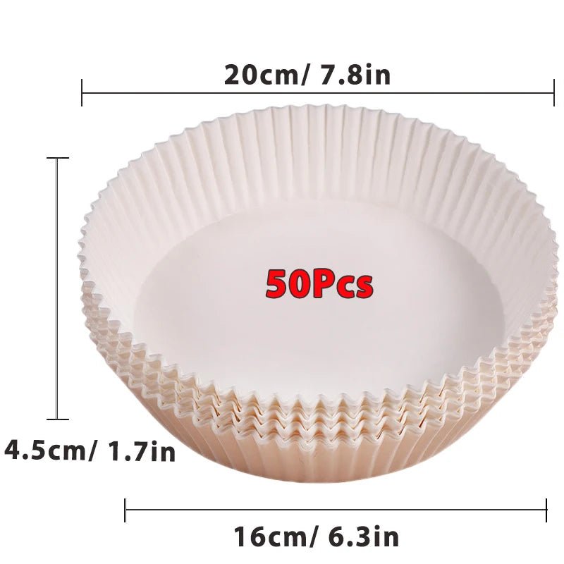 50/100Pcs Air Fryer Disposable Paper Non - Stick Airfryer Baking Papers Round Air - Fryer Paper Liners Paper Kitchen Accessories - RELUX.STORE