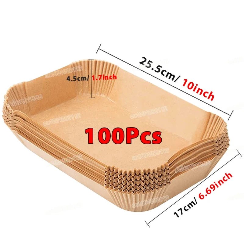 50/100Pcs Air Fryer Disposable Paper Non - Stick Airfryer Baking Papers Round Air - Fryer Paper Liners Paper Kitchen Accessories - RELUX.STORE
