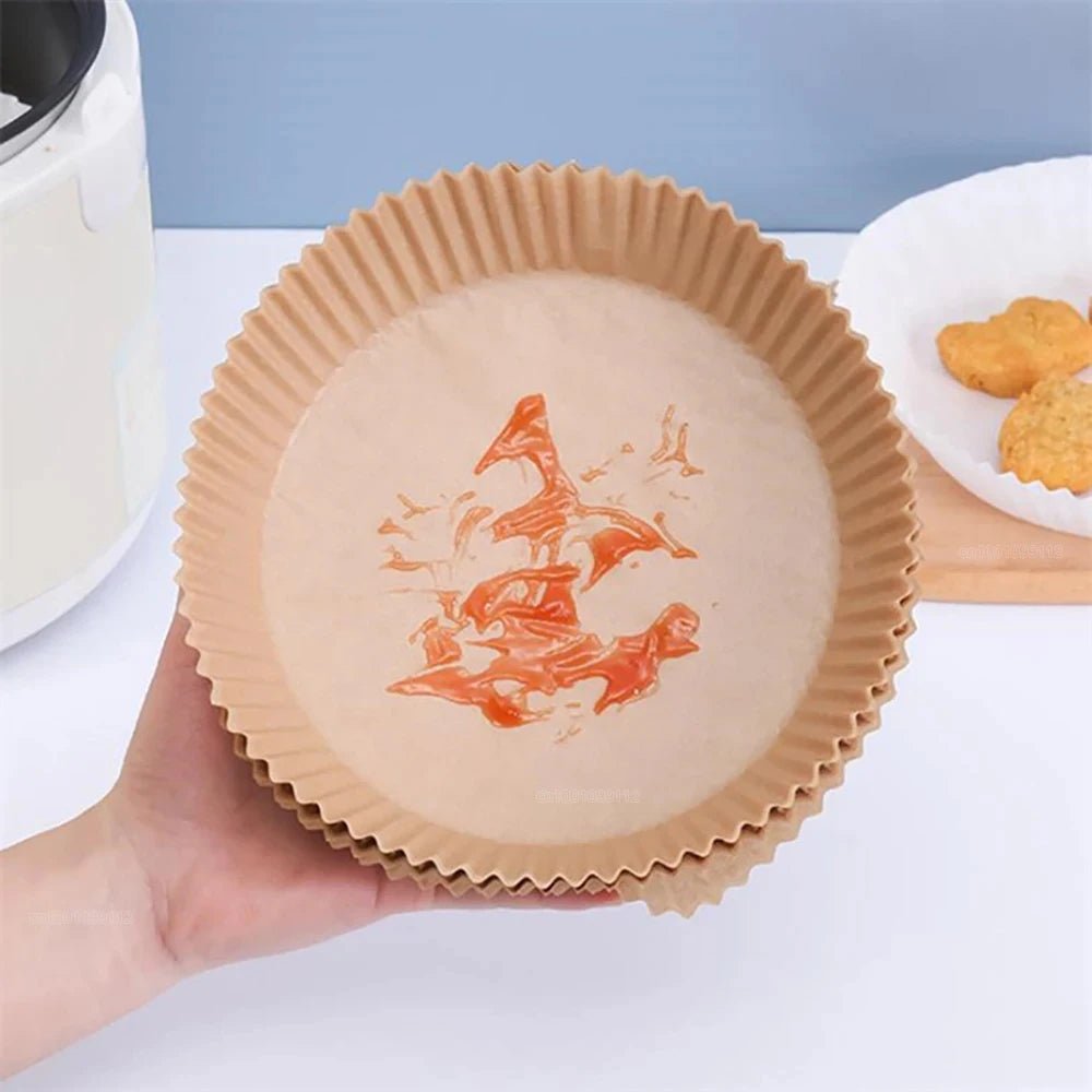 50/100Pcs Air Fryer Disposable Paper Non - Stick Airfryer Baking Papers Round Air - Fryer Paper Liners Paper Kitchen Accessories - RELUX.STORE