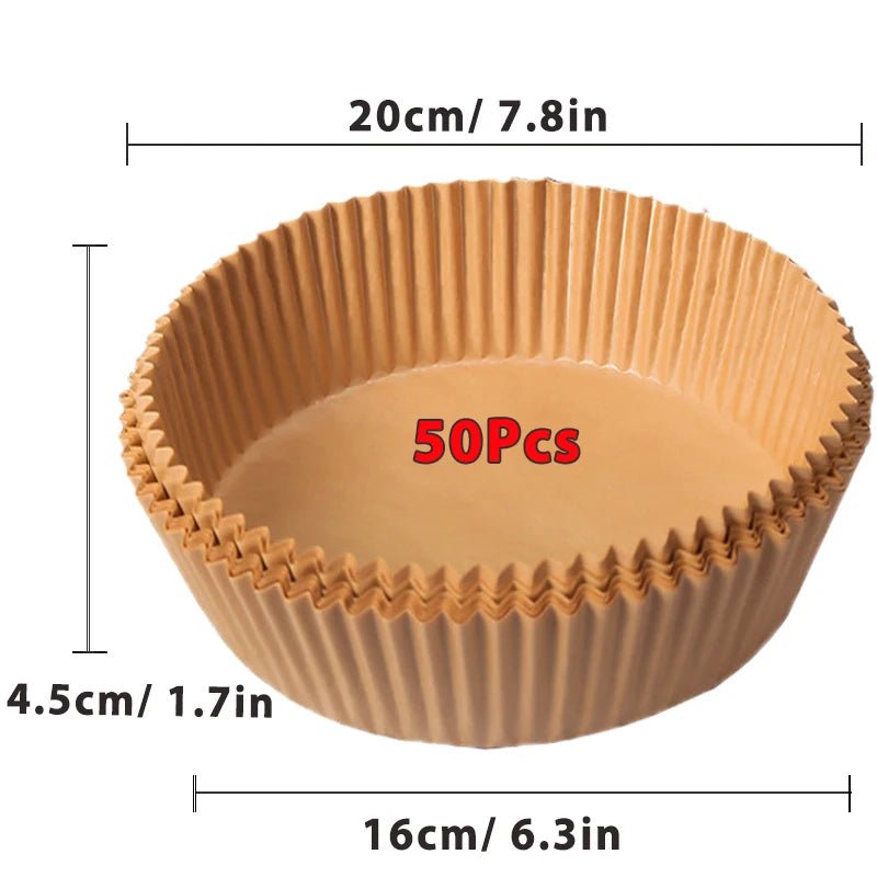 50/100Pcs Air Fryer Disposable Paper Non - Stick Airfryer Baking Papers Round Air - Fryer Paper Liners Paper Kitchen Accessories - RELUX.STORE