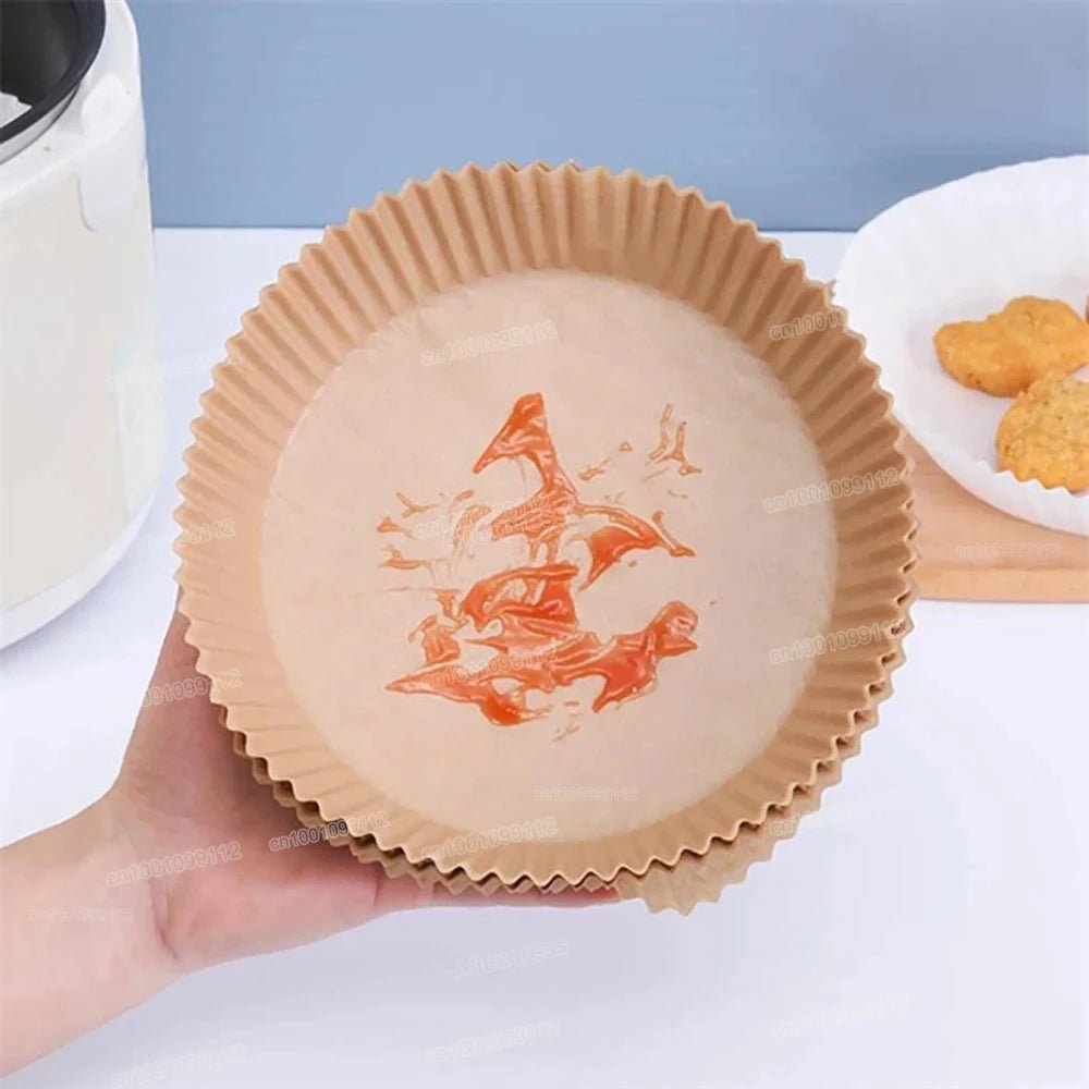 50/100Pcs Air Fryer Disposable Paper Non - Stick Airfryer Baking Papers Round Air - Fryer Paper Liners Paper Kitchen Accessories - RELUX.STORE