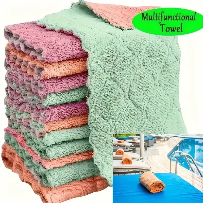 5/10/20pcs Kitchen Towel, Ultra - fine Fiber Light Gray Cleaning Cloth Set, Absorbent, Soft And Stain - removing Cloth - RELUX.STORE