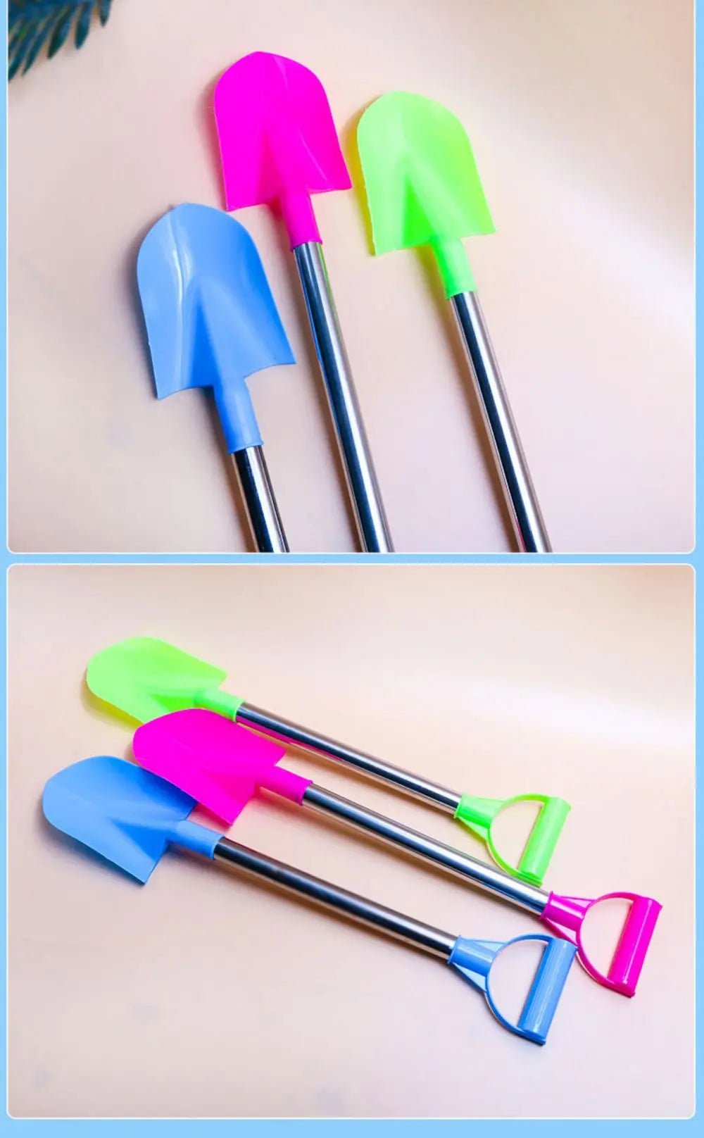 56cm Children's Stainless Steel Beach Shovel – Pointed Outdoor Sand & Snow Toy for Kids, Thickened Durable Play Shovel Gift - RELUX.STORE