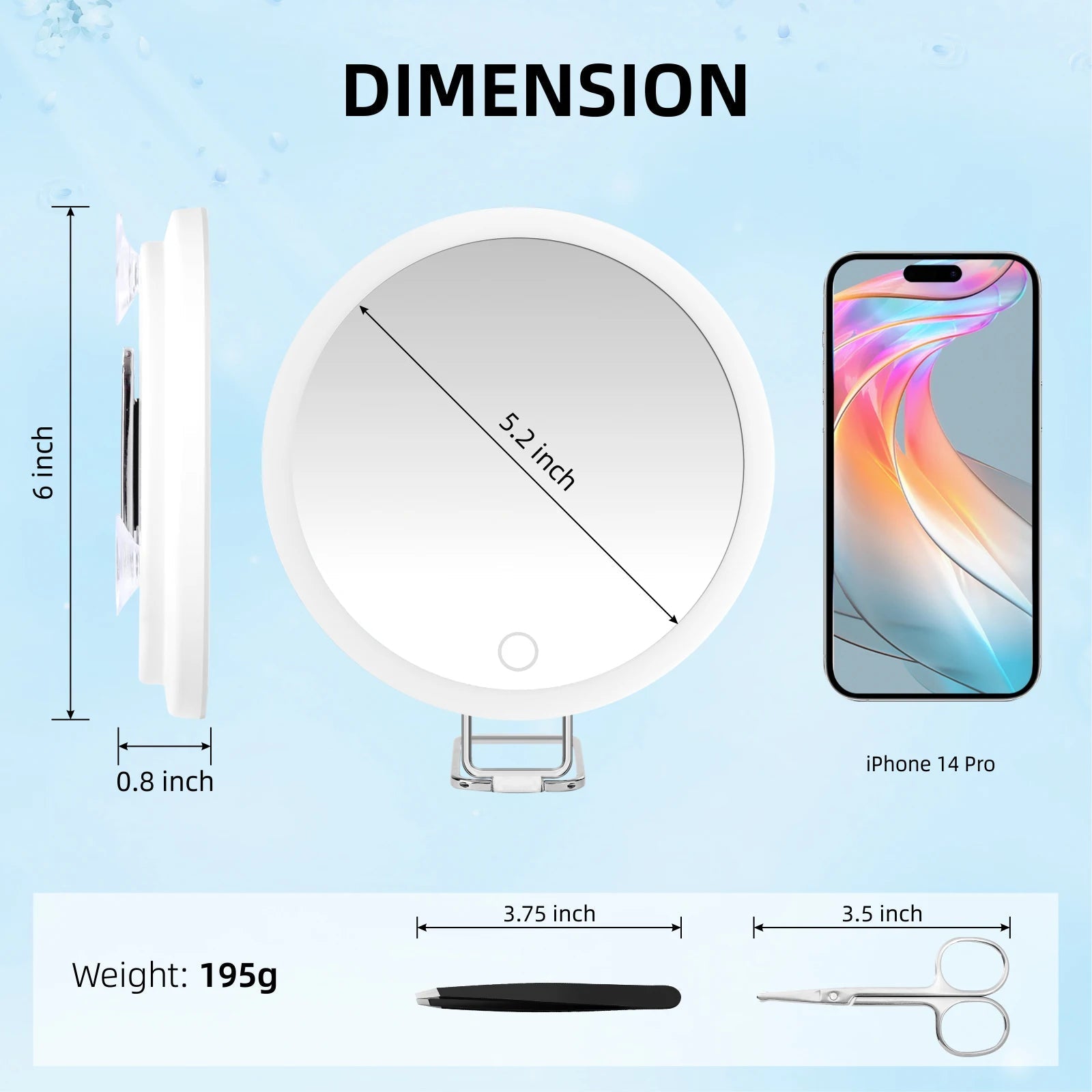 6 Inch Magnifying Mirror with Light, 5 - 30X Portable Travel Magnified Mirror with 360° Adjustable Stand and Suction Cup - RELUX.STORE