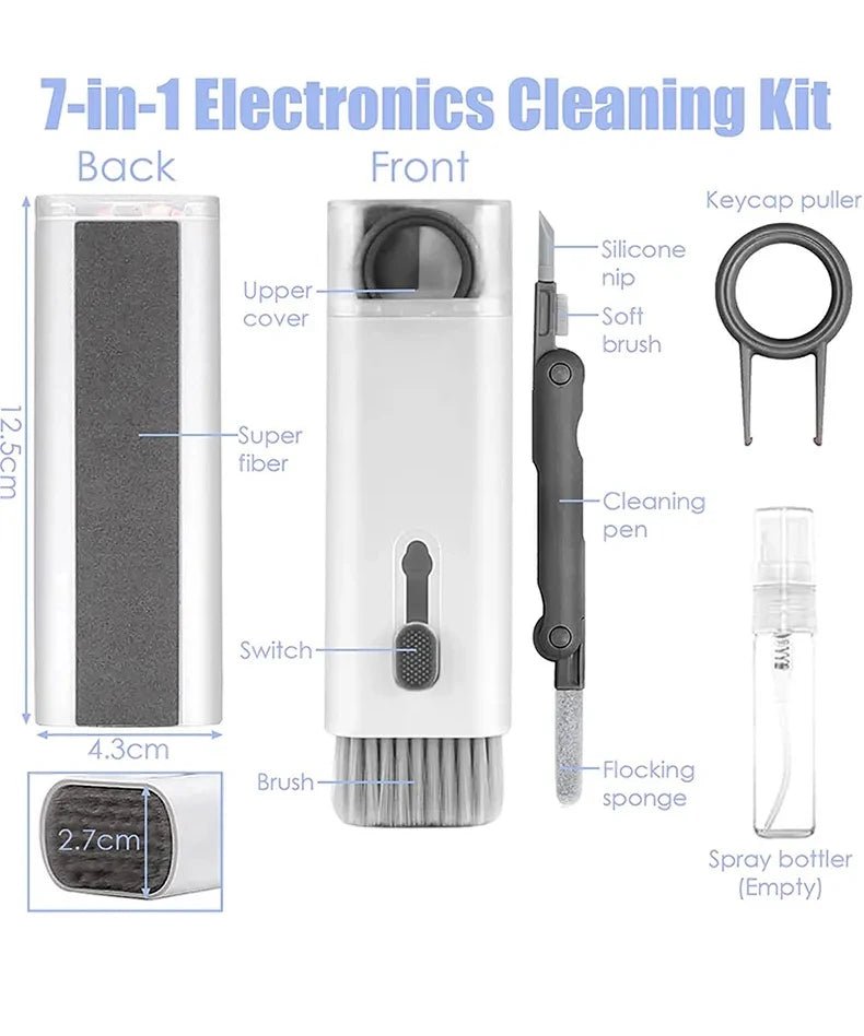 7 in 1 Computer Keyboard Cleaner Brush Kit Earphone Cleaning Pen For Headset Keyboard Cleaning Tools Cleaner Keycap Puller Kit - RELUX.STORE
