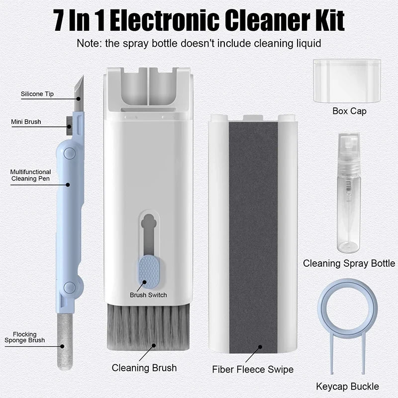 7 in 1 Computer Keyboard Cleaner Brush Kit Earphone Cleaning Pen For Headset Keyboard Cleaning Tools Cleaner Keycap Puller Kit - RELUX.STORE