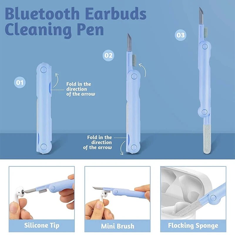 7 in 1 Computer Keyboard Cleaner Brush Kit Earphone Cleaning Pen For Headset Keyboard Cleaning Tools Cleaner Keycap Puller Kit - RELUX.STORE