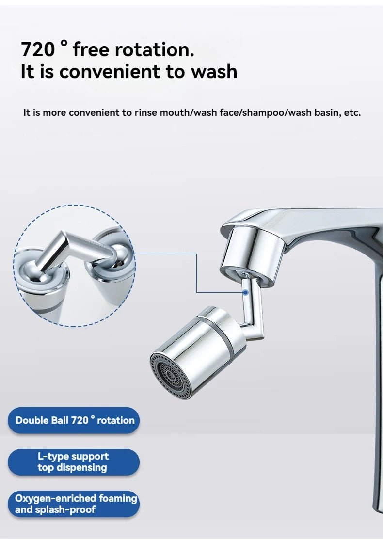 720 Degree Rotating Faucet Bubbler Single Mode Universal Faucet Extender Adapter Kitchen Bathroom Splash Proof Faucet Nozzle - RELUX.STORE